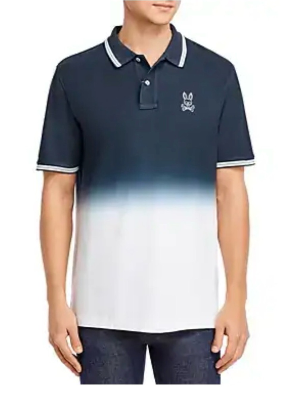 Psycho Bunny Men's Black-to-White Ombre Polo with Logo